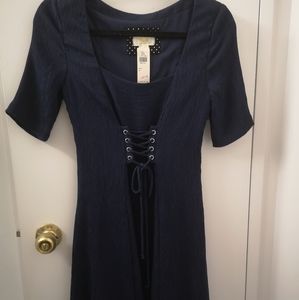 New Athropologie navy corset dress with tag